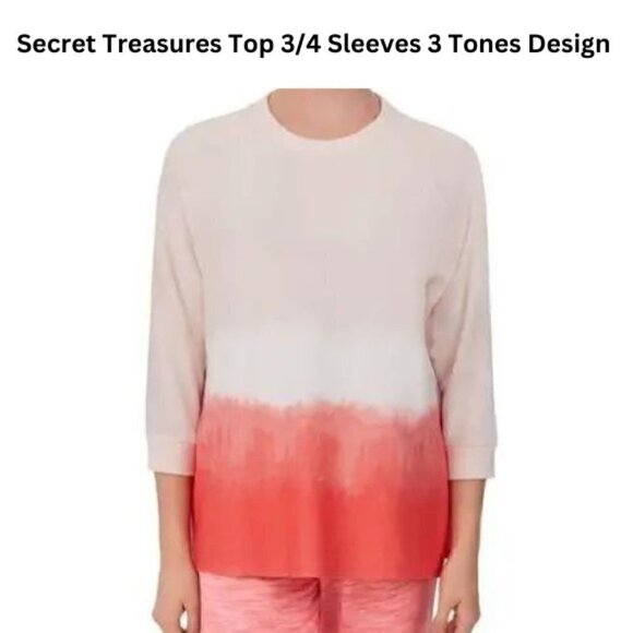 Secret Treasures Top 3/4 Sleeves 3 Tones Women's M - Picture 1 of 7